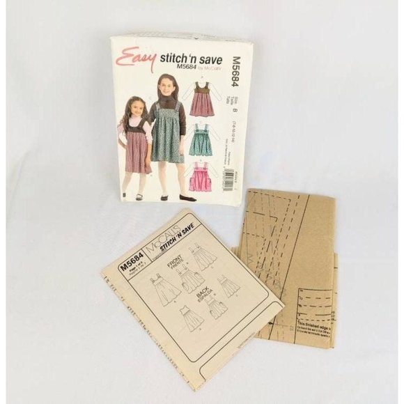 McCalls Sewing Pattern M5684 Childrens Girls Jumper Size 7-14 Uncut EZ Sundress - Picture 1 of 7